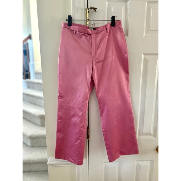 Vintage 2000 Y2K Gap Pink Satin Straight Leg Cropped Pants - Picture 1 of 5